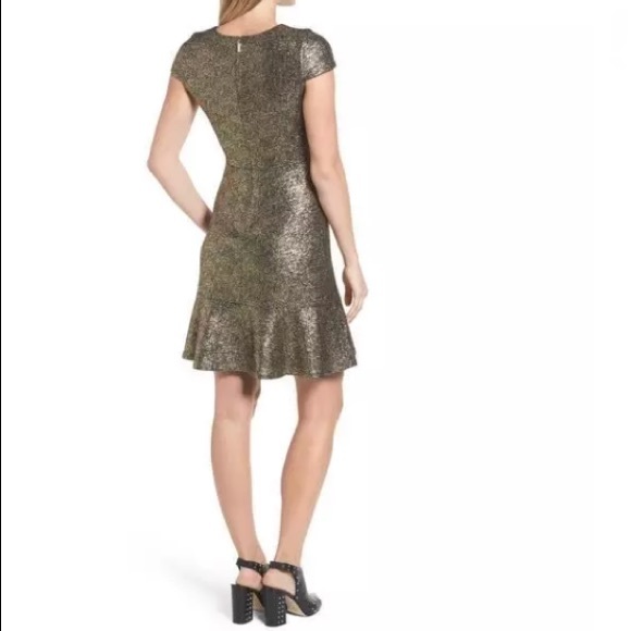 Michael Kors Metallic Flounce-Hem Dress gold NWT - Picture 4 of 8